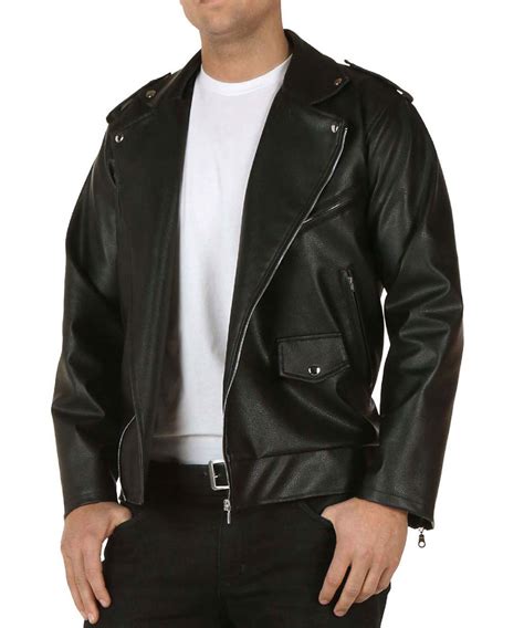 grease leather jacket replica|Men's Black Leather Jacket Grease T Birds Jacket Danny John.